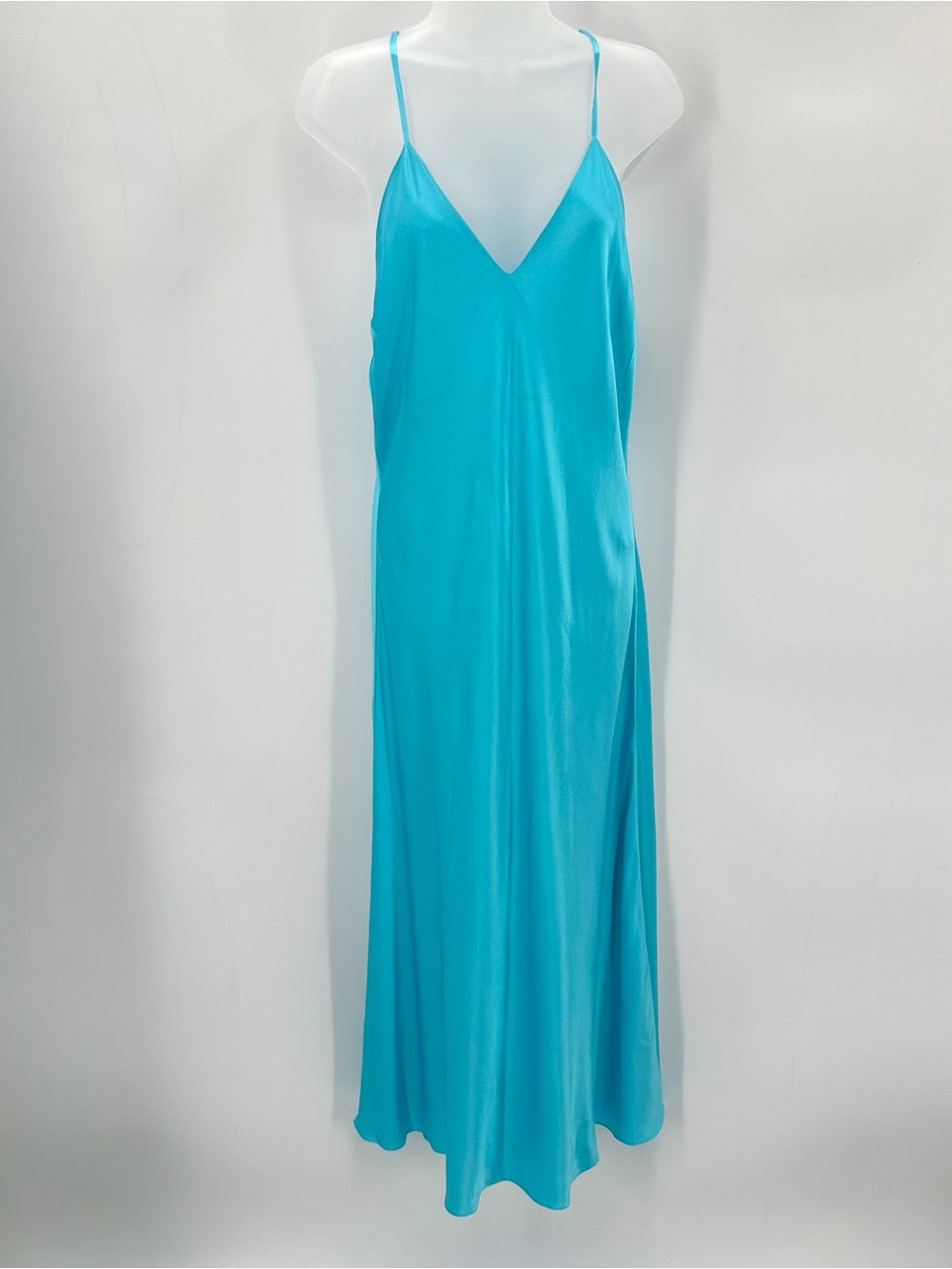 RAILS Dress Womens L Azure Blue Satin Slipdress KAIDEN Midi Strappy Silky SPOTS